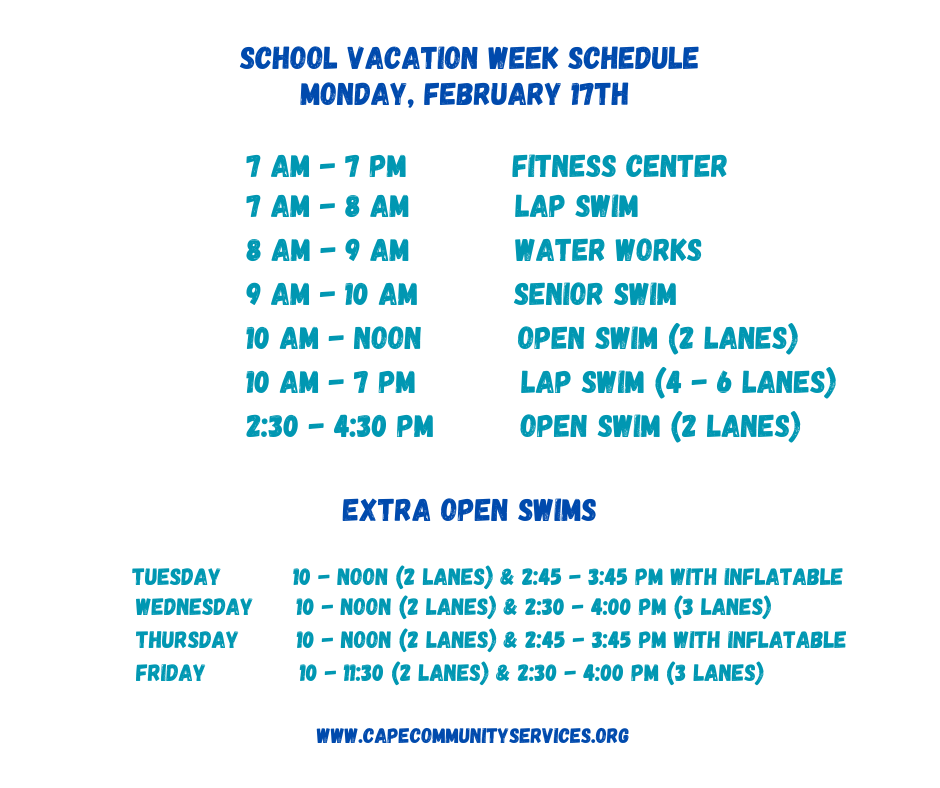 School Vacation Week Pool & Fitness Center Cape Elizabeth Community